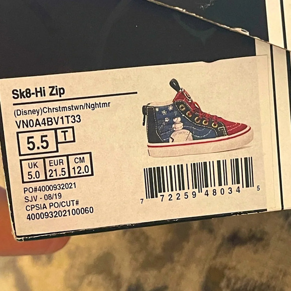 VANS x DISNEY Nightmare Before Christmas HighTops. Zip closure NEWinbox Sz 5.5C - Picture 7 of 7